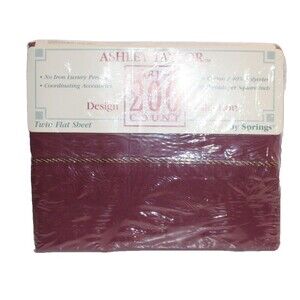 Ashley Taylor Flat Twin Sheet 200 Thread Count Burgundy